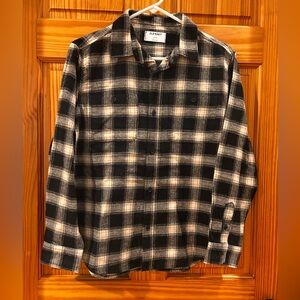 Old Navy Black and Tan Plaid Shirt